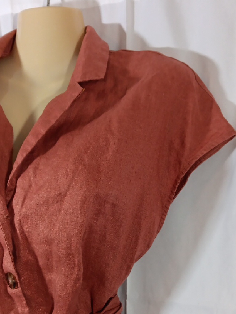 MNG Mango Womens 6 Linen Shirt Dress Button Down Belted - Picture 4 of 11